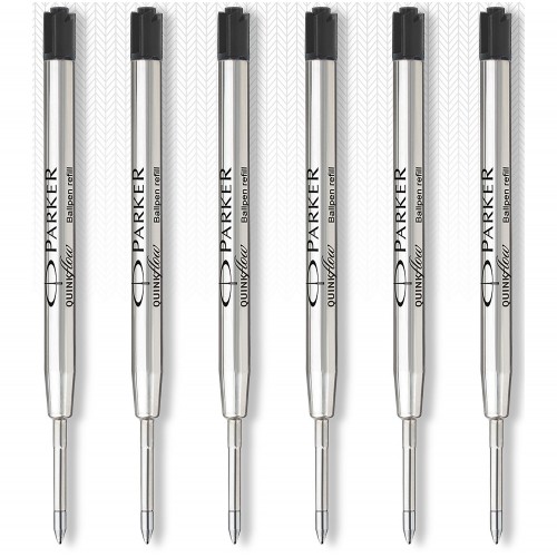 PARKER 6 recharges Quinkflow pour Stylo bille - pointe moyenne - Noires - sous blister