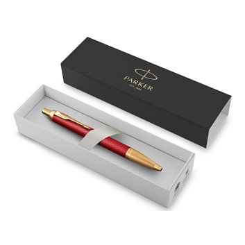 PARKER IM PREMIUM Stylo bille - Rouge - recharge bleue pointe moyenne - Coffret cadeau