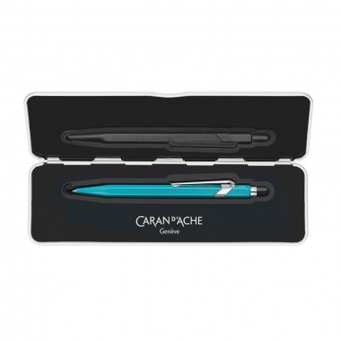 Stylo bille 849 Caran d'Ache Colormat-X - Turquoise - Livré avec Étui Slimpack