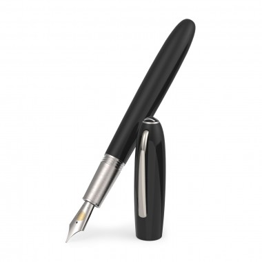 Stylo Plume BB-Acier "Alter Ego" JAN ZANDER Design Ebonite Plaqué platine dessus