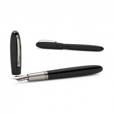 Stylo Plume BB-Acier "Alter Ego" JAN ZANDER Design Ebonite Plaqué platine ensemble