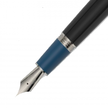 Stylo Plume M-Or "Alter Ego" JAN ZANDER Design Ebonite Noir et Bleu Plaqué Platine dessus