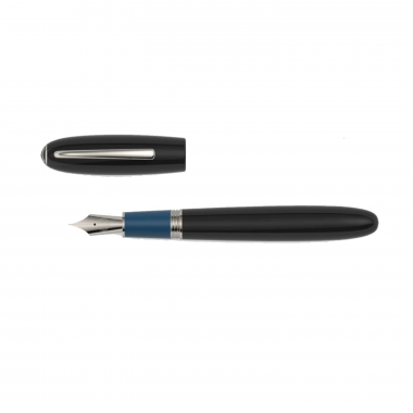 Stylo Plume M-Or "Alter Ego" JAN ZANDER Design Ebonite Noir et Bleu Plaqué Platine dessus