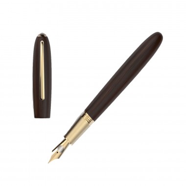 Stylo Plume BB-Acier GT "Alter Ego" JAN ZANDER Design Bois de Grenadille Plaqué OR dessus