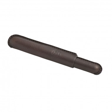 Stylo Roller "Cocoon" JAN ZANDER Design Cuir Café Brun et Platine dessus