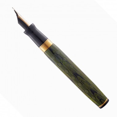 Stylo plume M "Décoband" WAHL EVERSHARP Ebonite VERT GT dessus