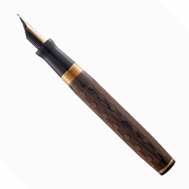 Stylo plume F "Décoband" WAHL EVERSHARP Ebonite ROUGE GT dessus