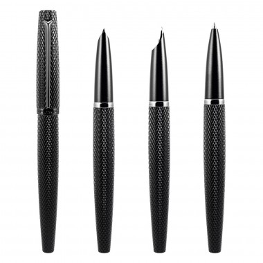 Stylo Plume F "Viper" DIPLOMAT Noir Guilloché ensemble