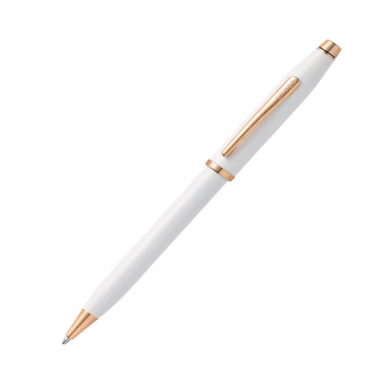 Stylo bille CROSS Century II - Laqué Blanc Nacré et Or rosé