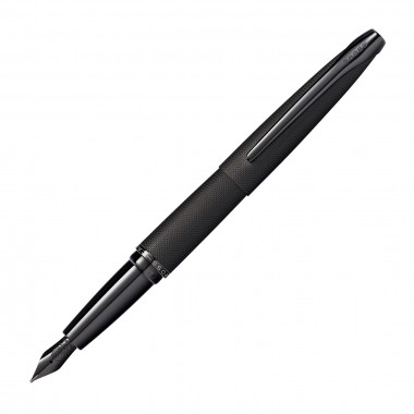 Stylo Plume F CROSS ATX - Noir Brossé Gravé Pointe de Diamant