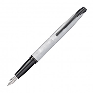 Stylo Plume F CROSS ATX - Chrome Brossé Gravé Pointe de Diamant