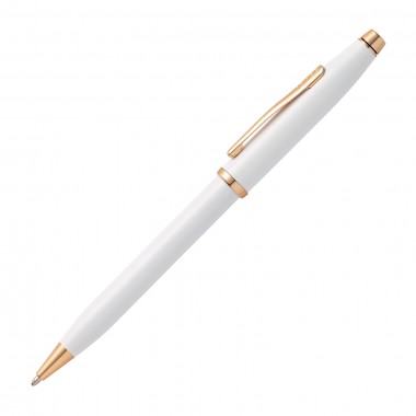 Stylo bille CROSS Century II - Laqué Blanc Nacré et Or rosé