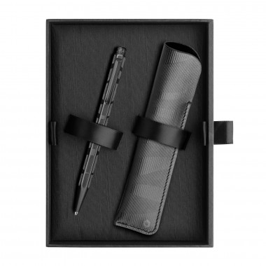 Coffret Stylo bille et Étui cuir CARAN D'ACHE Ecridor Black Lines - Coffret cadeau