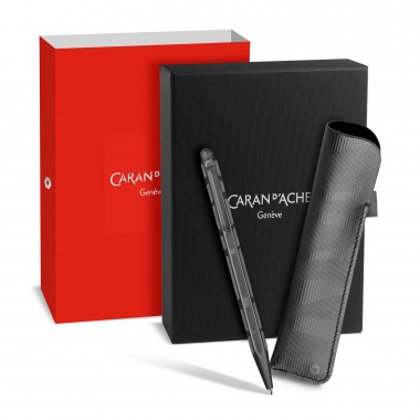 Coffret Stylo bille et Étui cuir CARAN D'ACHE Ecridor Black Lines - Coffret cadeau